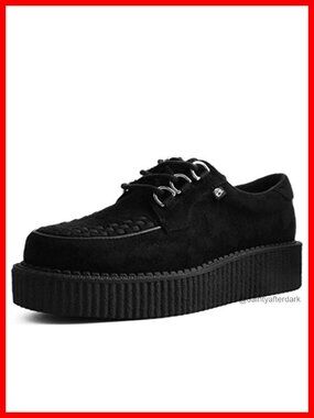 Faux Suede Creeper Sneakers Lace Up Closed Toe Cushioned for Casual Wear